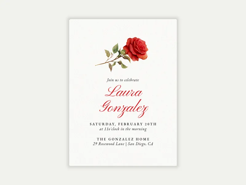 Solo Rose Invitation free template design