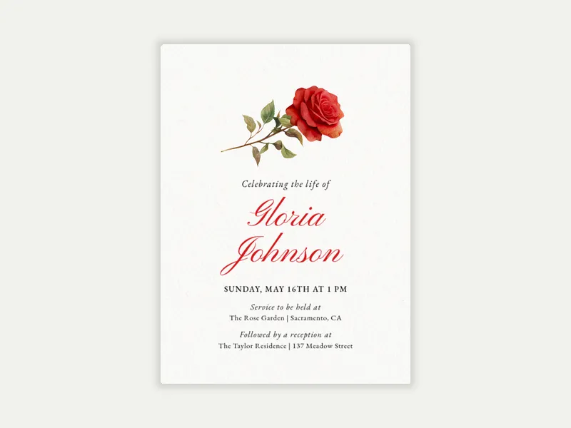 Solo Rose Invitation free template design