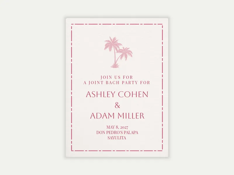 Under the Palms Invitation free template design