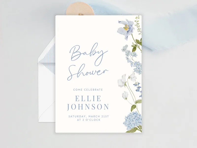 Blue Hydrangea - baby_shower - Invitation