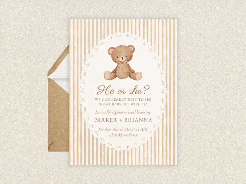 Sweet Teddy - gender_reveal - Invitation