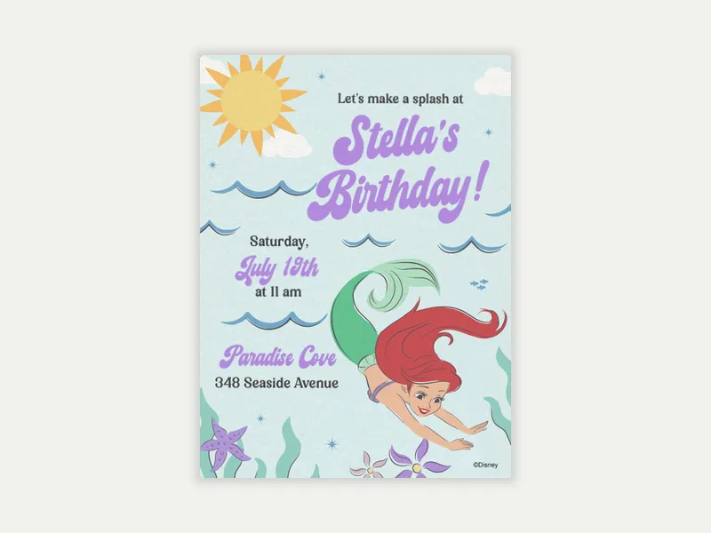 Disney’s The Little Mermaid: Seaside Ariel - featured - Invitation