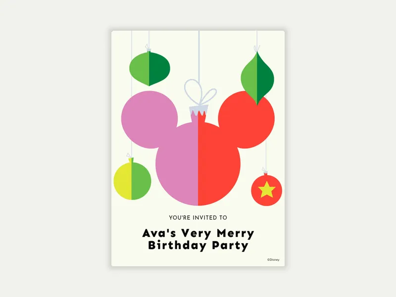 Disney’s Mickey Mouse & Minnie Mouse: Very Merry Christmas Party Invitation free template design