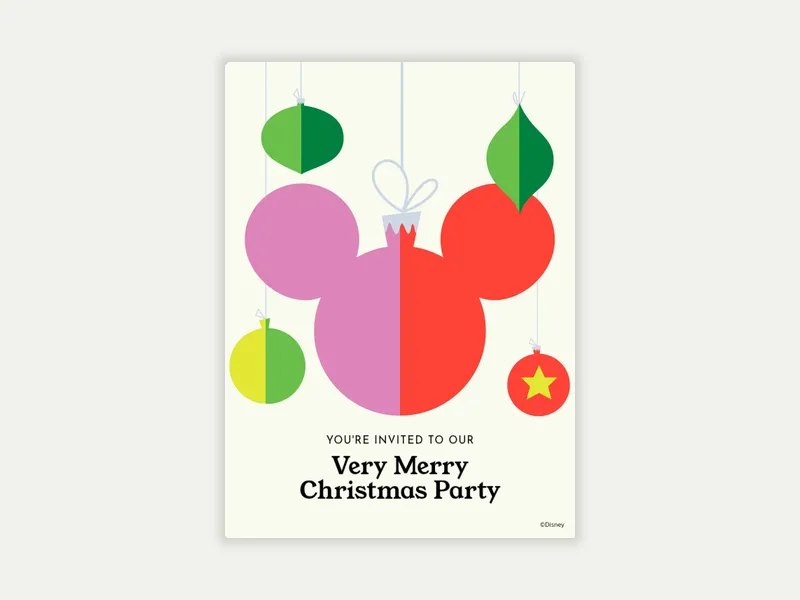 Disney’s Mickey Mouse & Minnie Mouse: Very Merry Christmas Party Invitation free template design