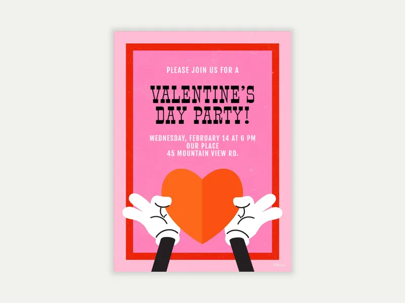 Disney’s Mickey Mouse: Full of Heart Invitation free template design