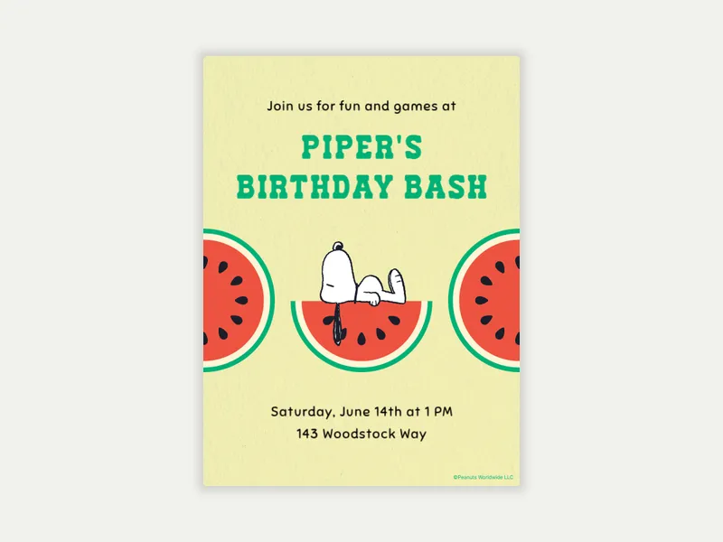 PEANUTS®: Watermelon Whimsy - featured - Invitation