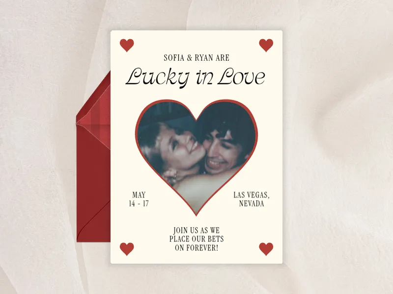 Bet On Hearts (Photo) Invitation premium template design