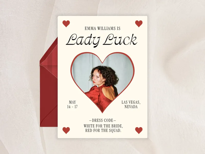 Bet On Hearts (Photo) Invitation premium template design