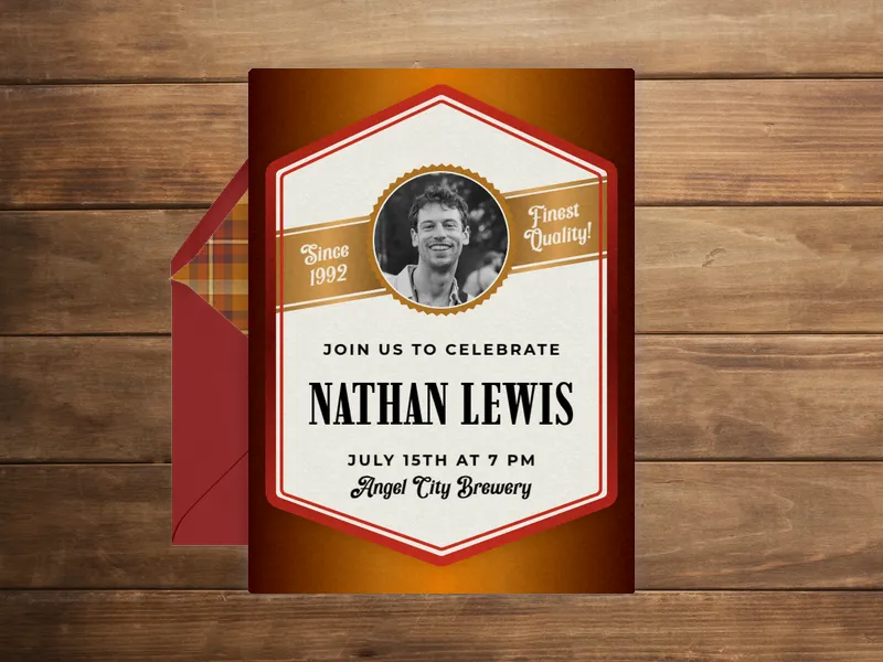 Brew Label (Photo) - bachelor - Invitation
