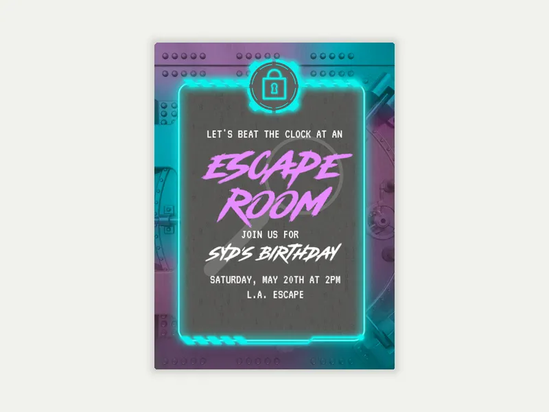 Neon Lockdown - 17th_birthday - Invitation