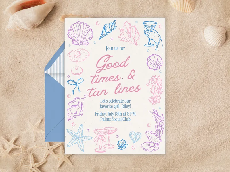 Seaside Sketches - bachelorette - Invitation