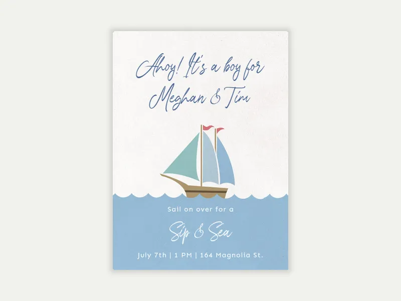Ahoy Baby Shower Invitation free template design