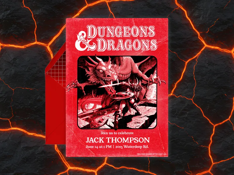 Hasbro's Dungeons & Dragons: Dragon's Den Invitation premium template design