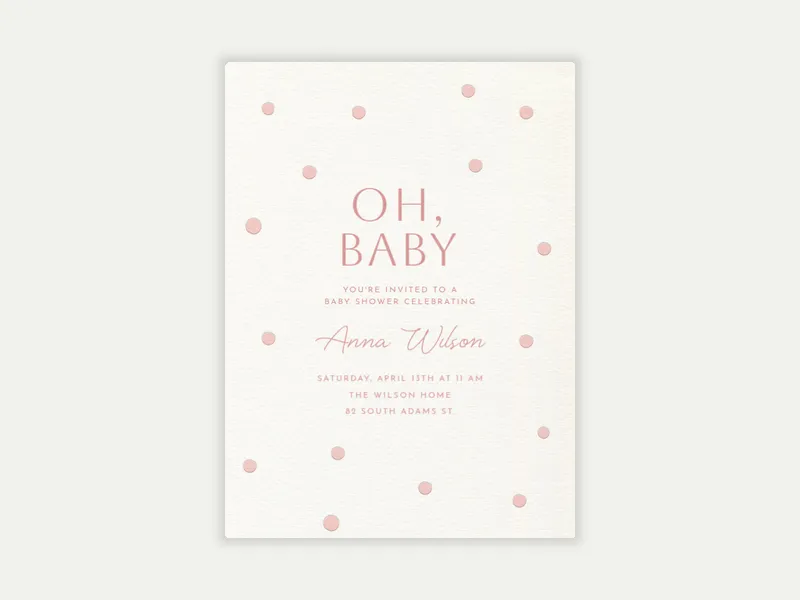 Oh Baby Polka Dot Invitation free template design