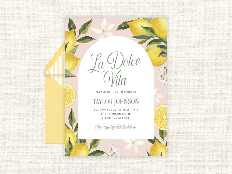 Lemons & Blossoms Invitation premium template design