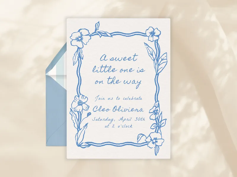 Hand-Drawn Botanical Border Invitation premium template design