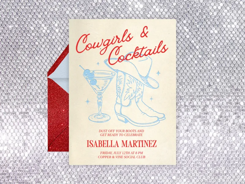 Cowgirl Cocktail Invitation premium template design