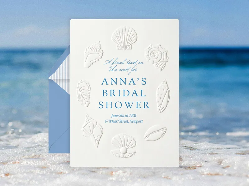 Embossed Shells - bachelorette - Invitation