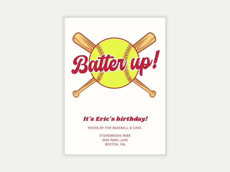 Up To Bat Invitation free template design