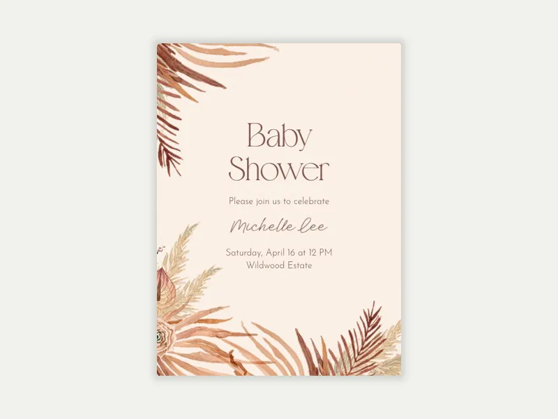 Boho Pampas Invitation free template design