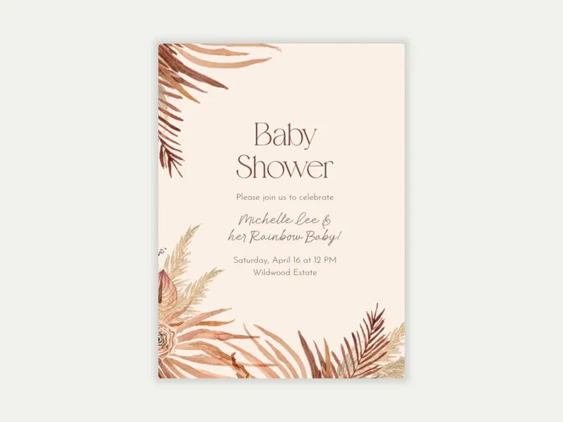 Boho Pampas Invitation free template design