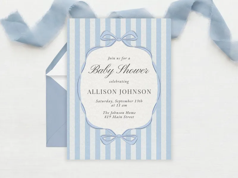 Dainty Darling Stripes Invitation premium template design