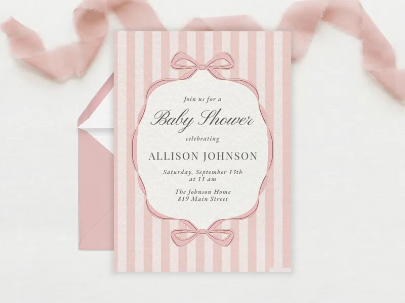 Dainty Darling Stripes Invitation premium template design