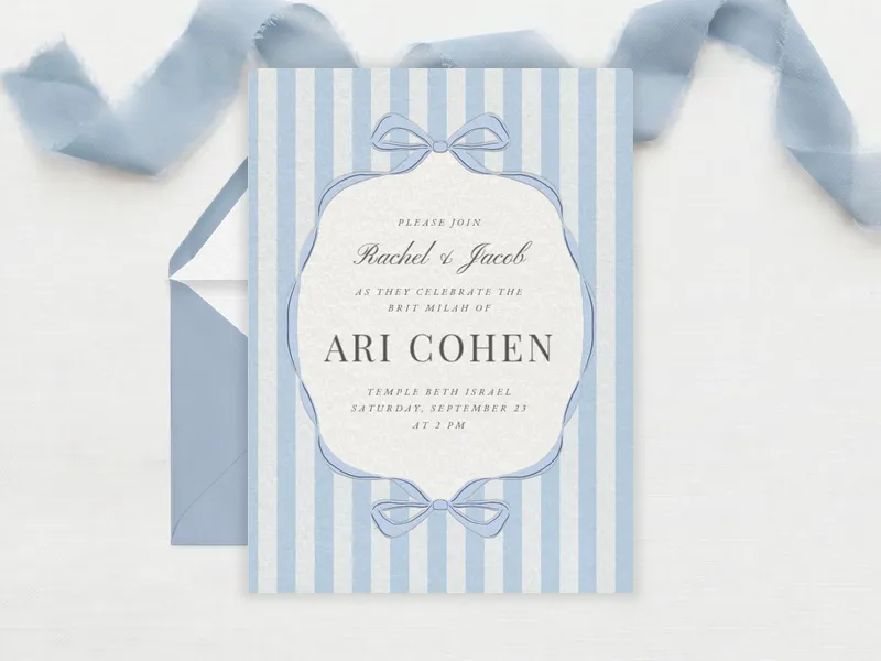 Dainty Darling Stripes - baby_naming_bris - Invitation