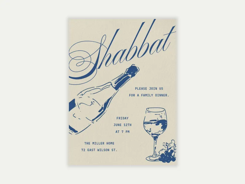 Shabbat Wine Bottle Invitation free template design