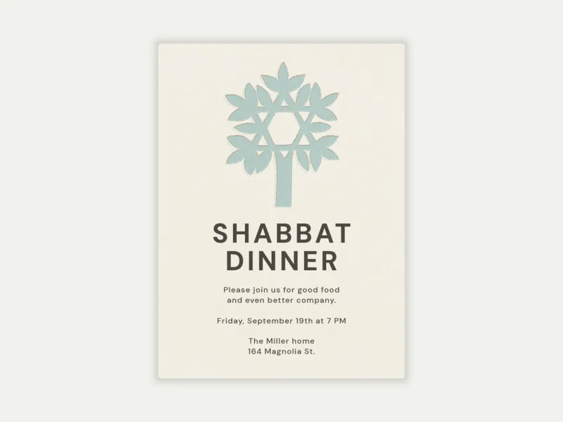 Jewish Tree - shabbat - Invitation