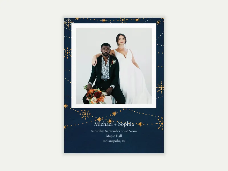 Festive Gold Stars (Photo) Invitation free template design