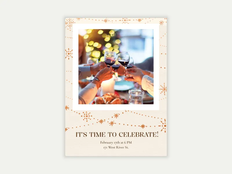 Festive Gold Stars (Photo) - family_gathering - Invitation