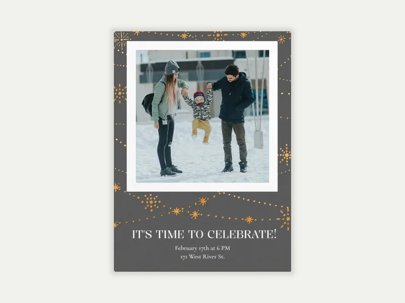 Festive Gold Stars (Photo) Invitation free template design
