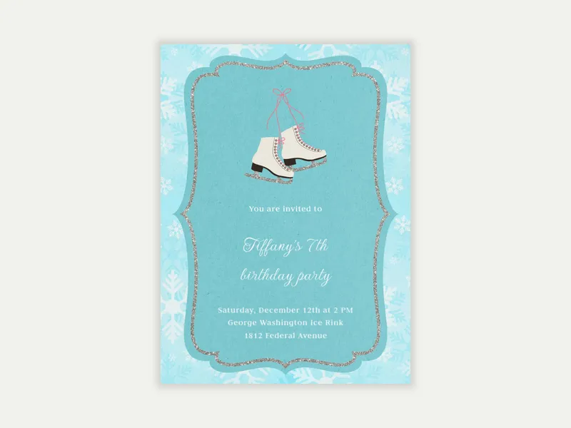 Silver Skates Invitation free template design