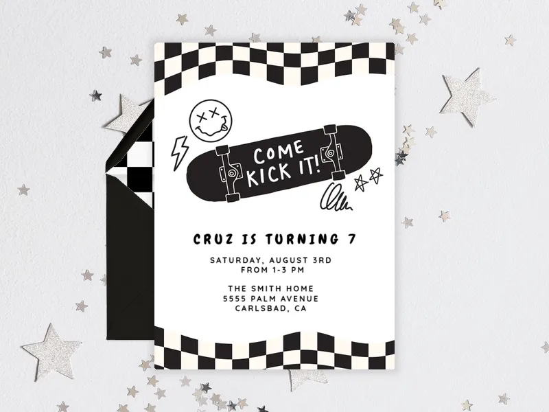 Come Kick It - skating - Invitation