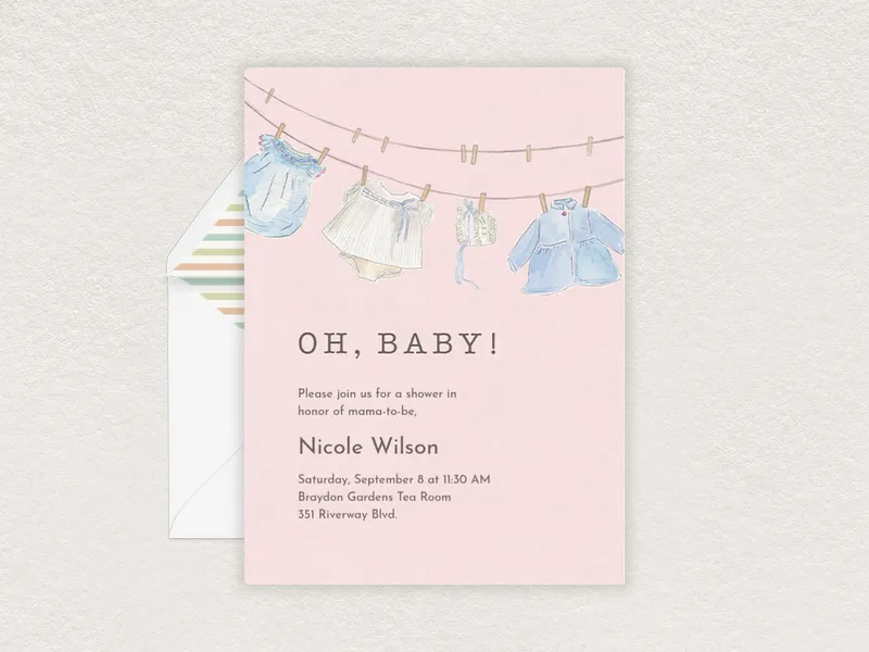 Oh Baby Clothesline Invitation premium template design