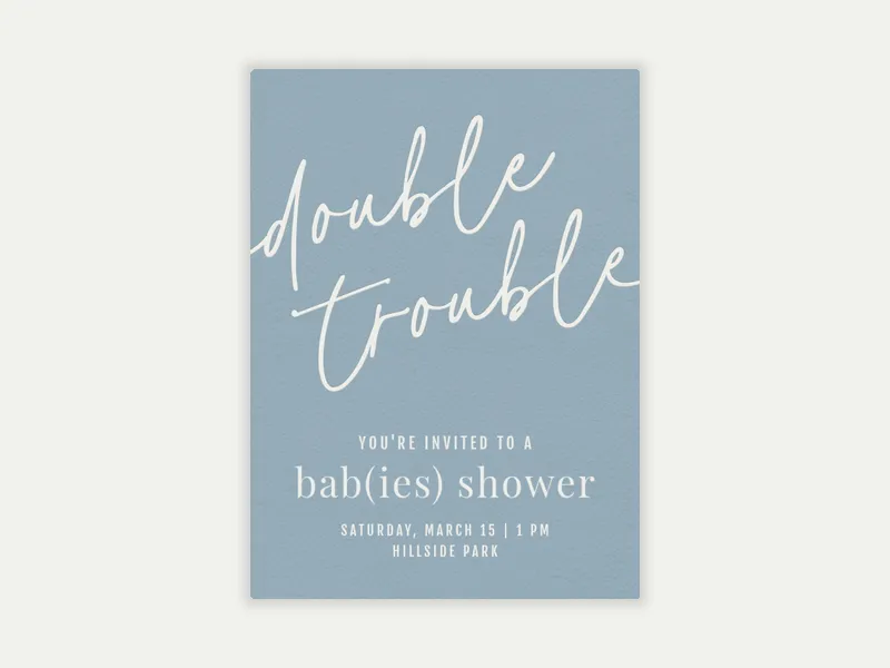 Baby Twins Script Invitation free template design
