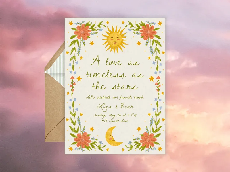 Celestial Flora Invitation premium template design