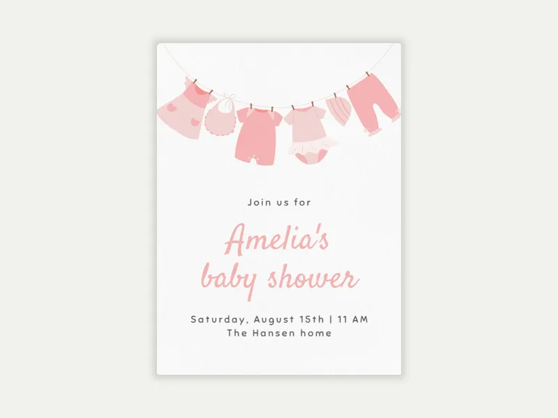 Baby Clothesline Invitation free template design
