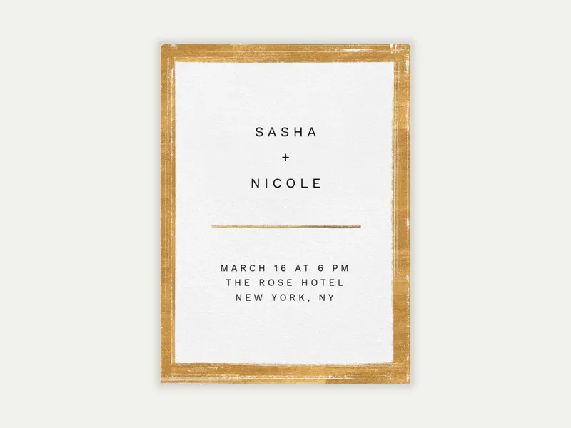 Minimalist Gold Brush Lines Invitation free template design