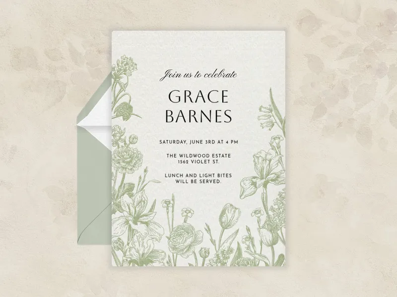 Wildflower Garden Invitation premium template design