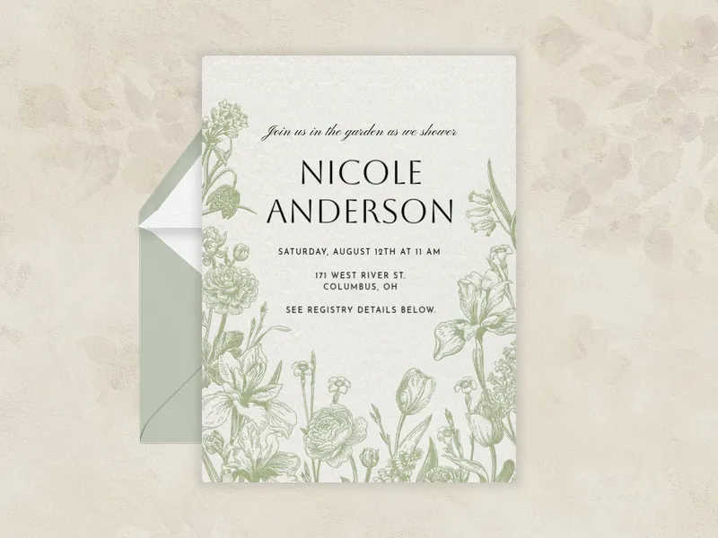 Wildflower Garden Invitation premium template design