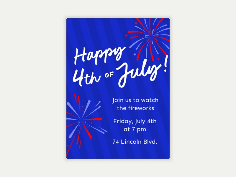 Happy Fireworks Invitation free template design