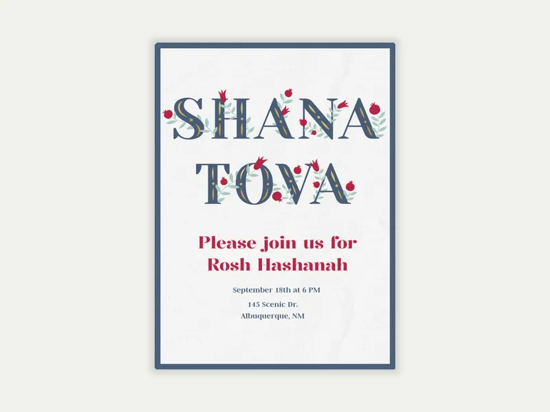 Floral Shana Tova - rosh_hashanah - Invitation