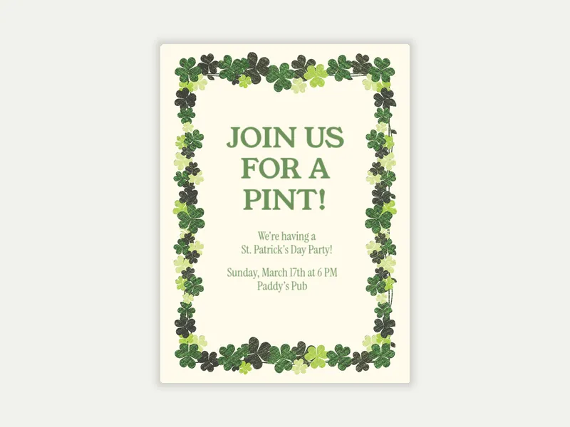 Shamrock Green Invitation free template design
