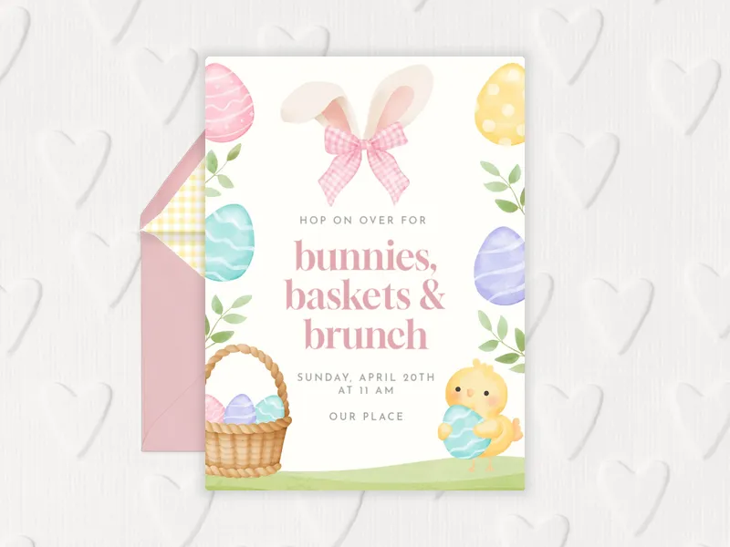 Bunnies & Baskets Invitation premium template design