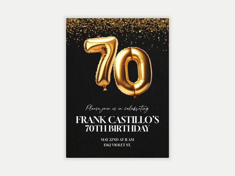 Golden Years Birthday - 70th_birthday - Invitation