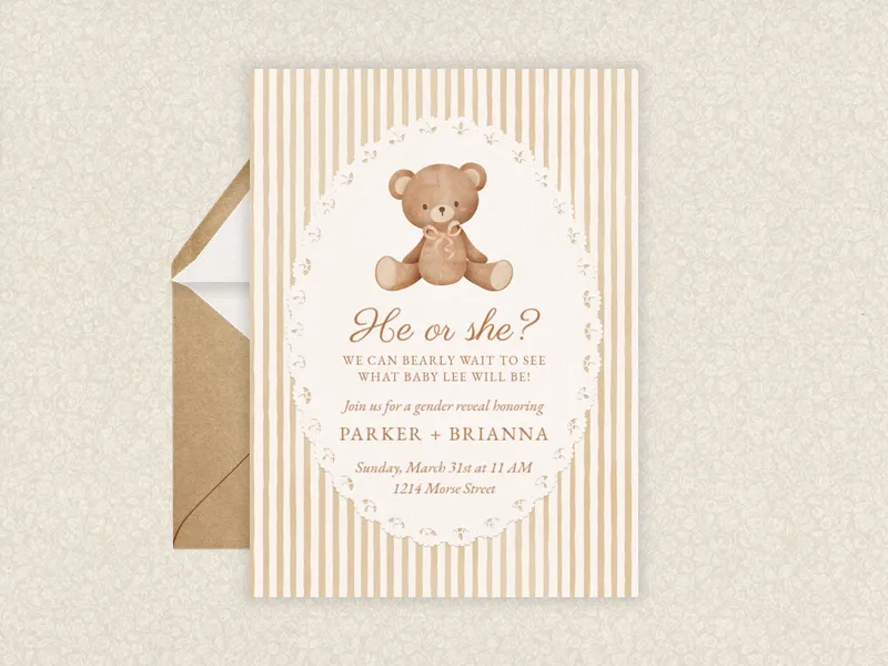 Sweet Teddy - baby - Invitation