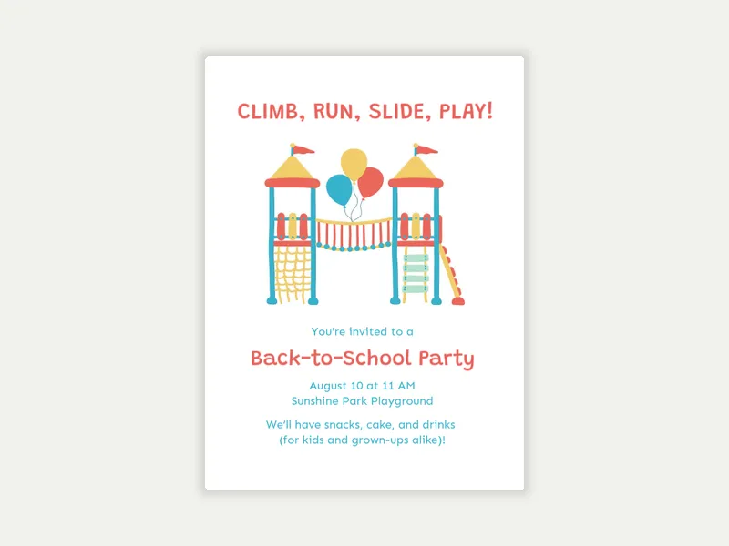 Playground Palooza - back_to_school - Invitation