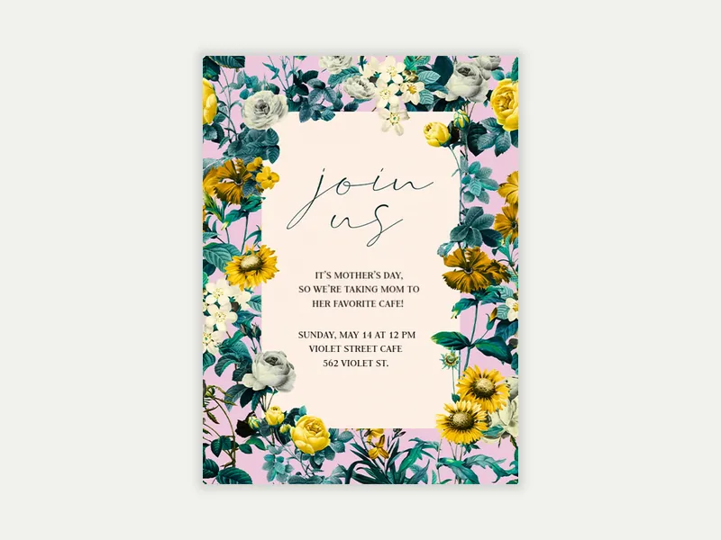 Yellow Flower Invitation free template design